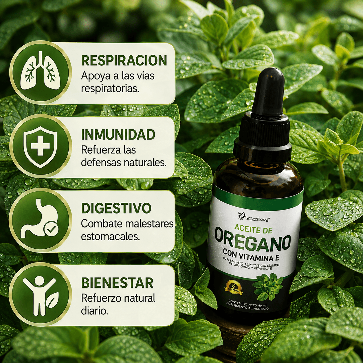 Aceite de Orégano Orgánico 60 ml con Vitamina E