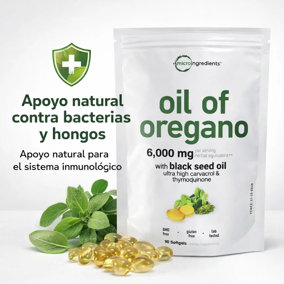 Aceite de Orégano 6000 mg x 90 Softgels - Sistema inmune y defensas